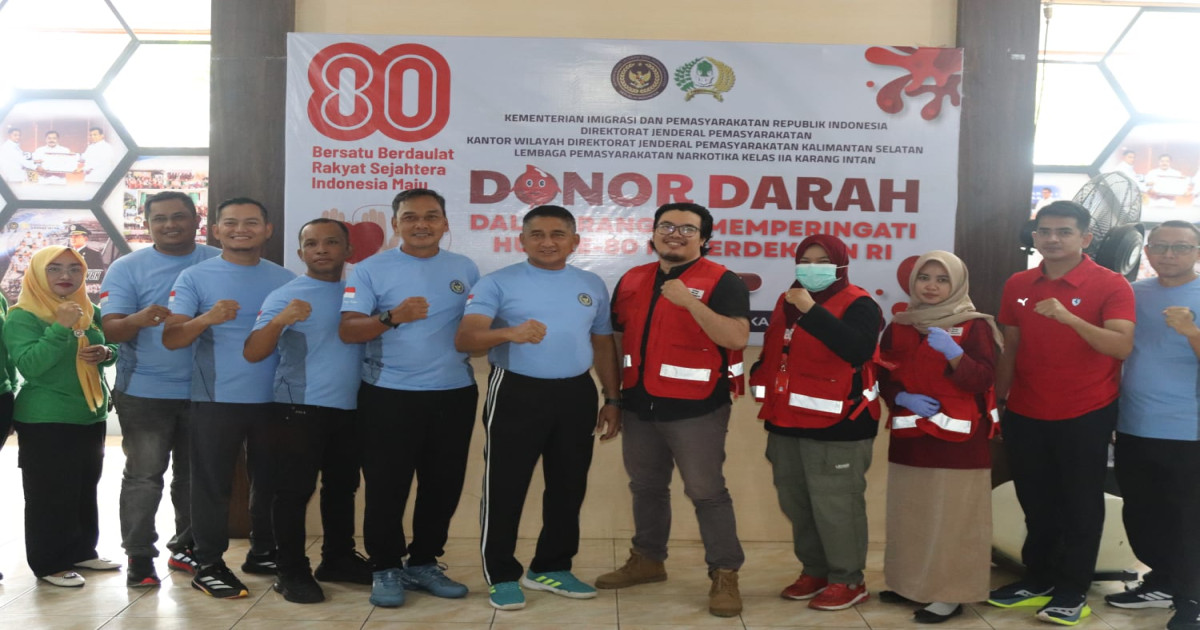 Lapas Narkotika Karang Intan Gelar Donor Darah dalam Rangka HUT RI ke-80
